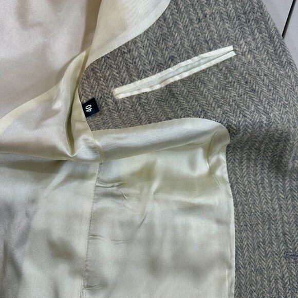 VTG IMPERIAL by HAGGAR 100% Wool Sports Coat Gray Herringbone Suit Coat Mens 40R - Picture 8 of 16